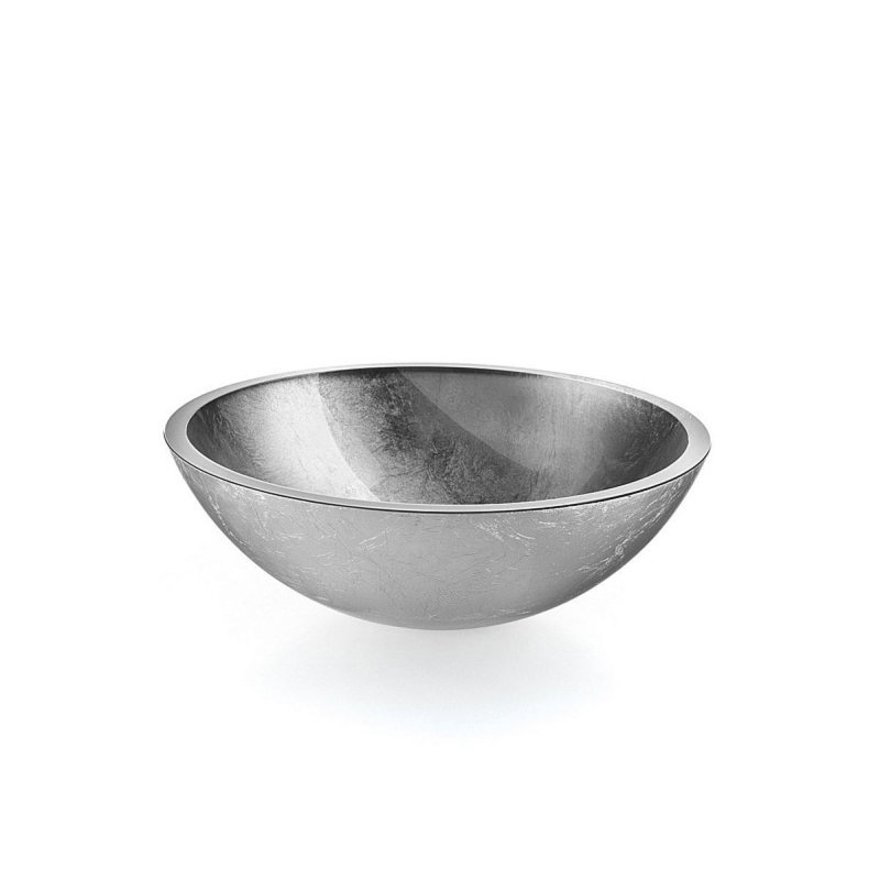 Acquaio 11.8'' L Bathroom Sink, Sink without single pre-drilled faucet hole, Silver Leaf