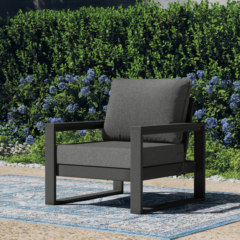 Patio Deep Seating Club Chair With Frame, Gray, Gray
