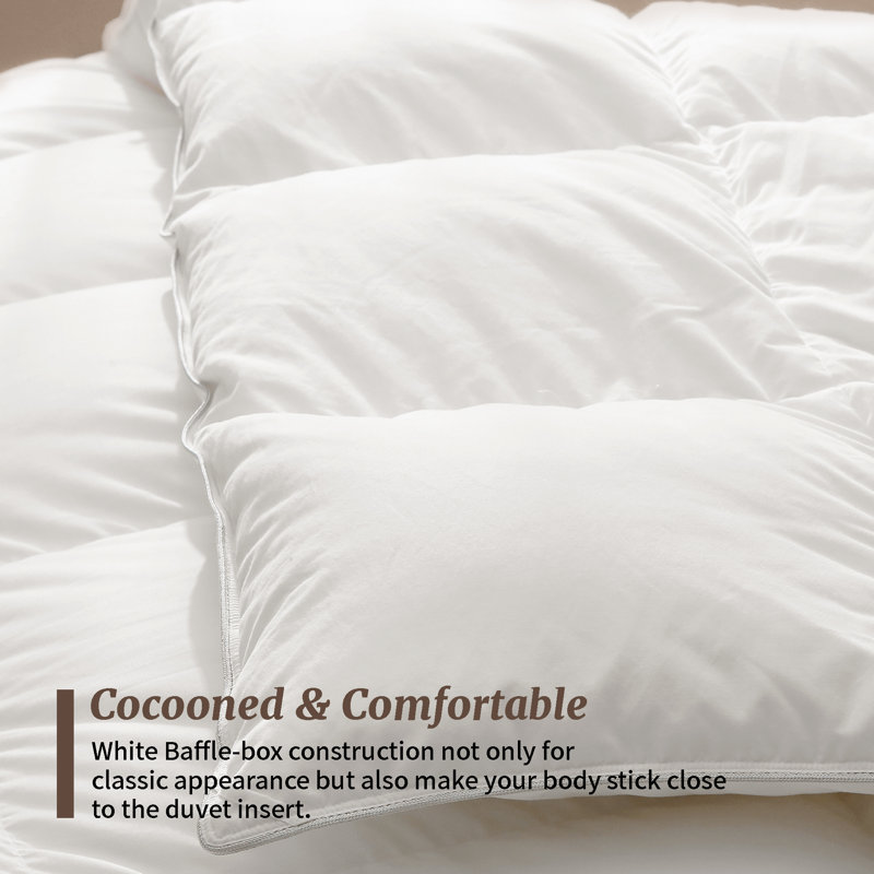 Luxury All Season Feather Down Comforter – Egyptian Soft Cotton‑Blend, Warmth Duvet Insert, Queen