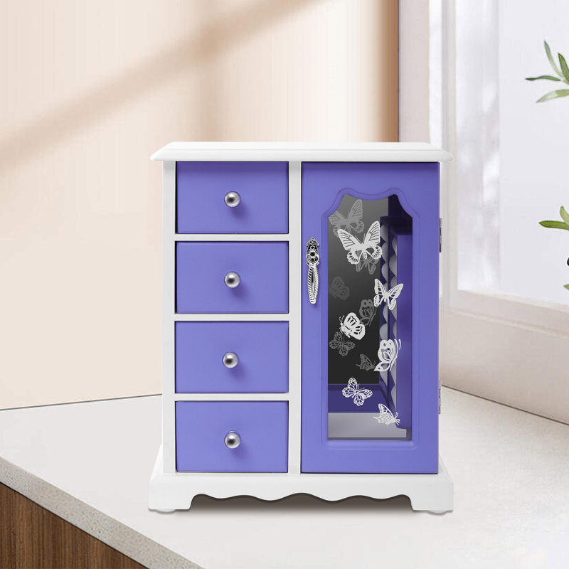 Jewellery Box with Mirror, Purple