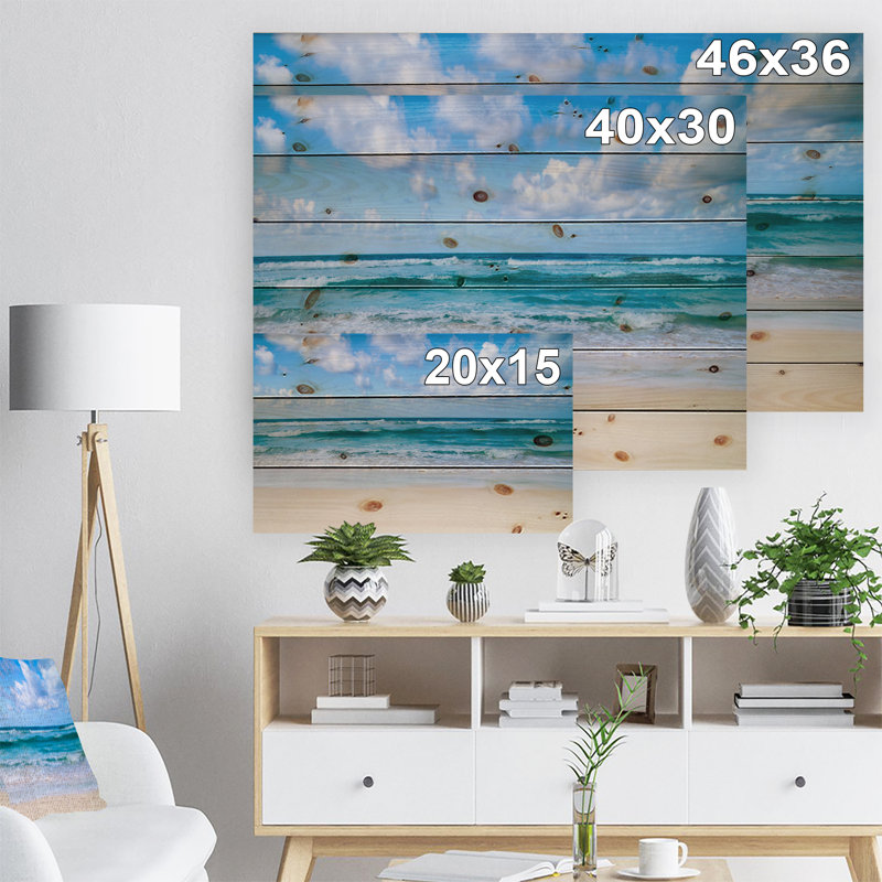 Serene Blue Tropical Beach - Photographie sur toile tendue, H 36 po x l 46 po x P 0,78 po, Bois