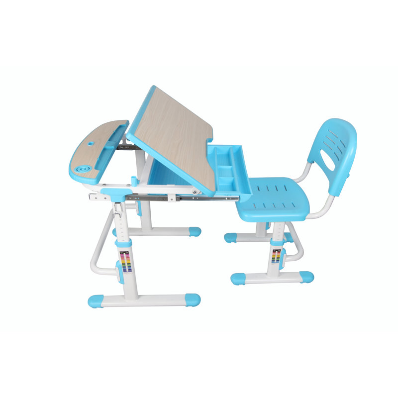 Ensemble de bureau d'écriture avec porte-livre et chaise Dudley, Bleu