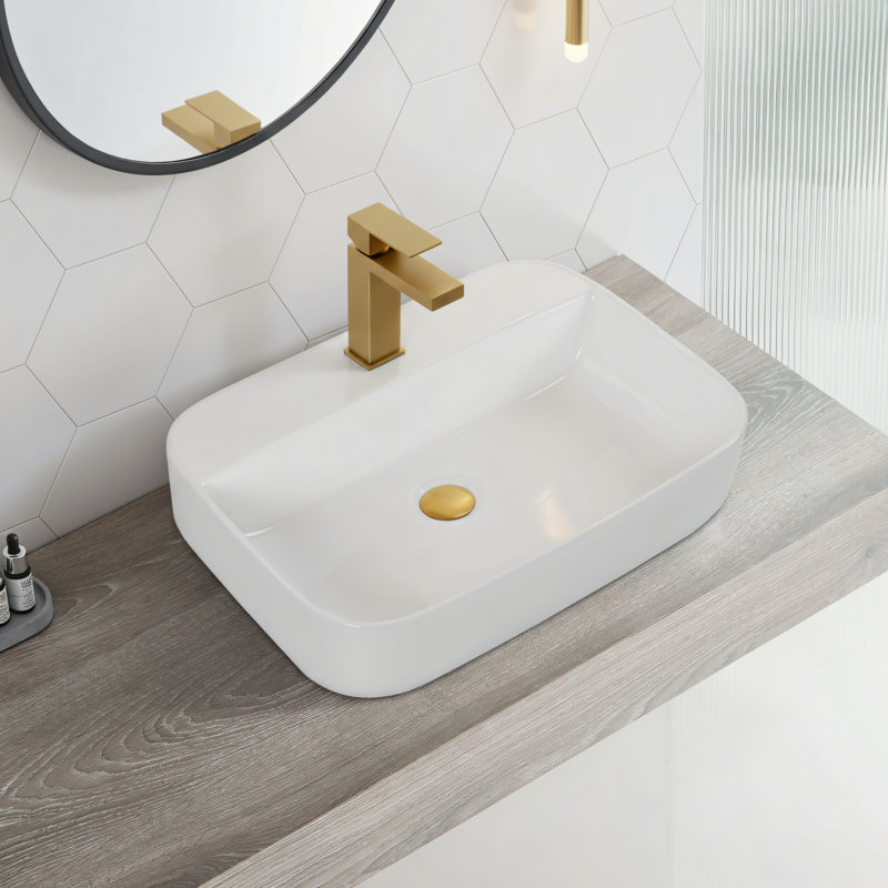 Lavabo blanc rectangulaire en céramique avec une finition certifiée Cupc, fabriqué en céramique de qualité supérieure, combinant fonctionnalité et style.