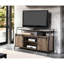 Meuble télé de style rustique avec porte coulissante pour téléviseurs de 58 po en chêne de grange noir et chêne, convient aux téléviseurs de 50 à 59 po