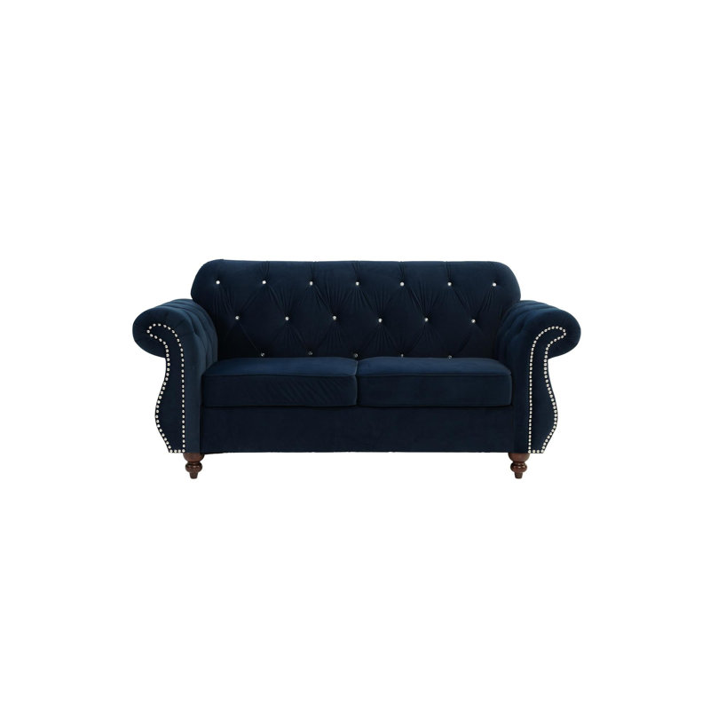 Causeuse en velours avec coussins, Indigo