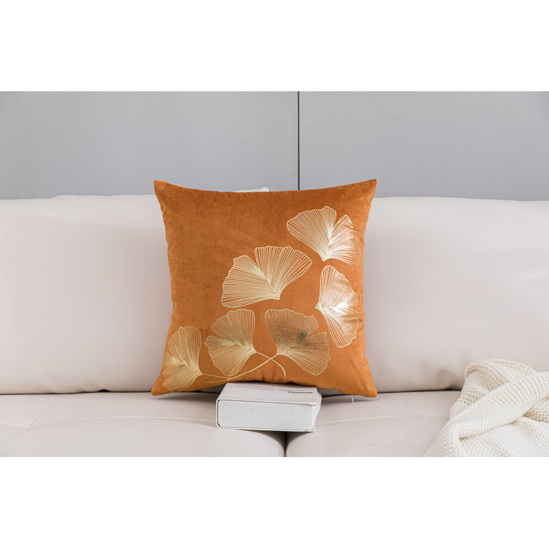  Housse de coussin Gold Ginkgo, Brun clair / orange, H 20 po x l 20 po