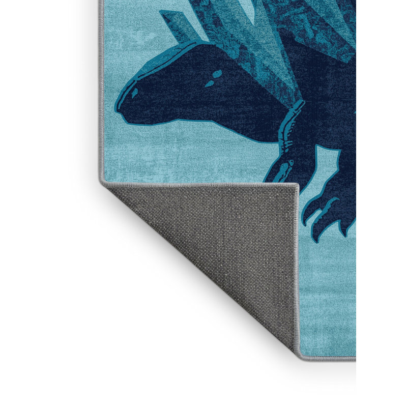 Tapis bleu moelleux et moelleux Spinosaurus, 7 x 10
