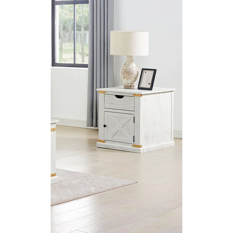 Charming Rustic Side Table with Drawers for Living Room Enhancement