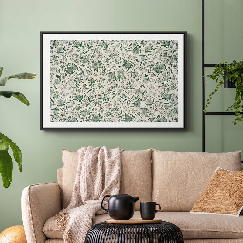 Botanique rétro - CXI, H 27 po x l 41 po x P 2 po, Toile avec cadre flottant noir