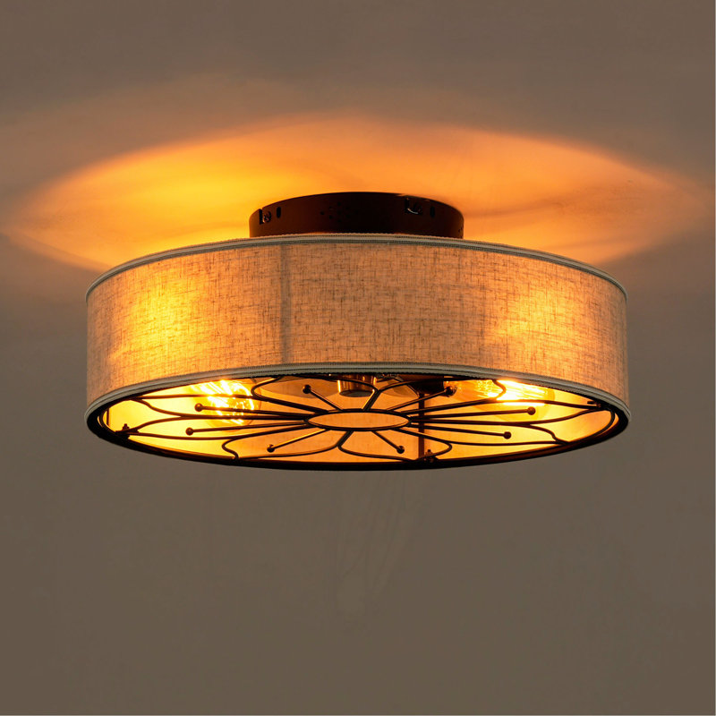 Ventilateur de plafond 20 pouces en tissu de style campagnard avec télécommande pour salon, chambre à coucher et cuisine - NON INCLUS