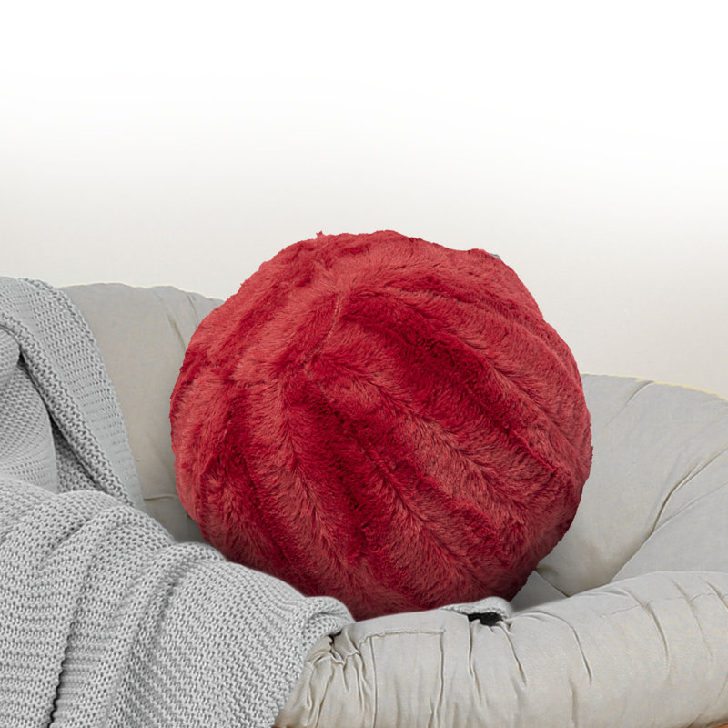Faux Fur Reversible Throw Pillow, Maroon