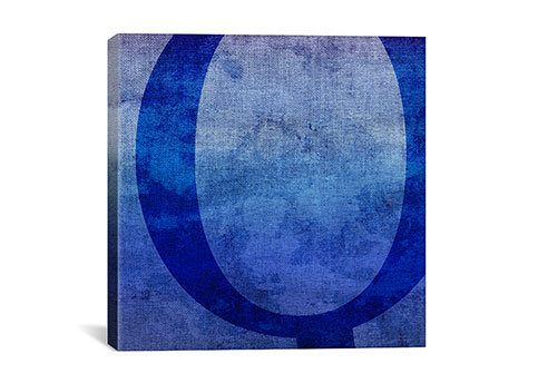 « teinte », art textuel sur toile en bleu, H 18 po x l 18 po x P 1,5 po, Q