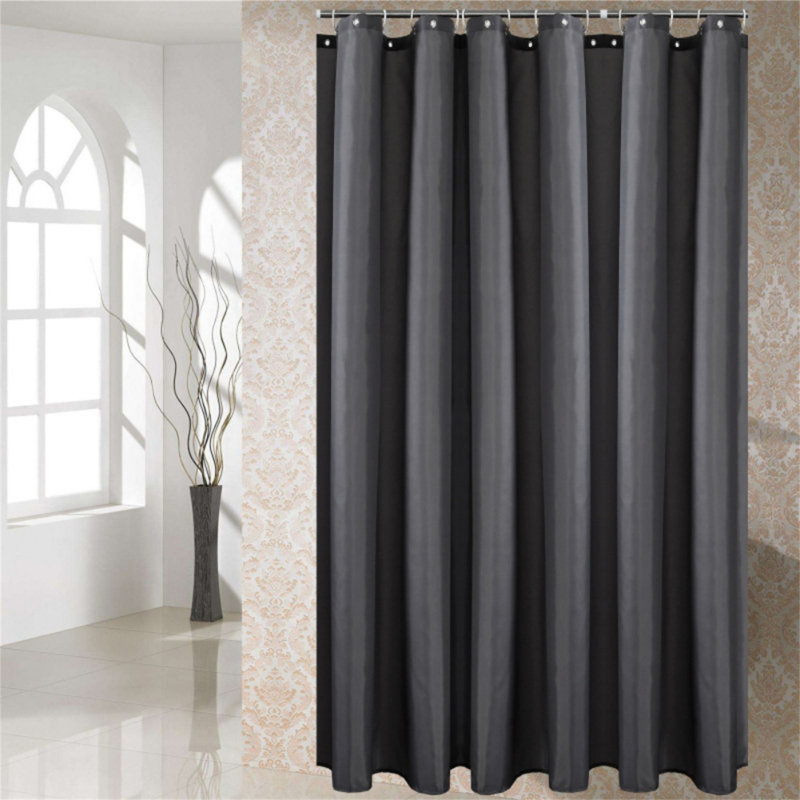 Brough Shower Curtain with Hooks Included, Dark Gray, 70.87'' H x 70.87'' W