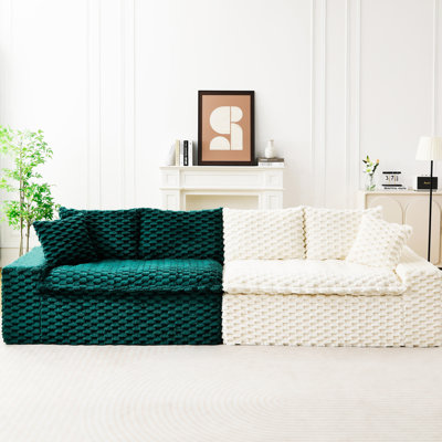 4-person Multifunctional Color-block Turtle Velvet Sofa, Flexible Arrangement For Living Rooms & Small Spaces