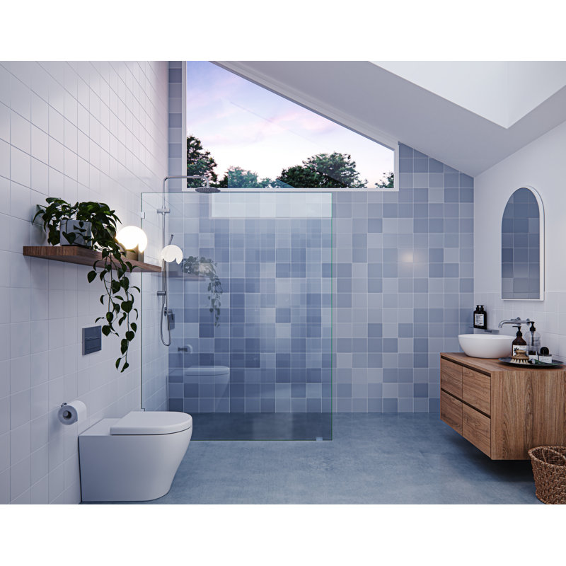 Vela 60 in. x 78 in. Fully Frameless Single Fixed Shower Panel, Polished Chrome