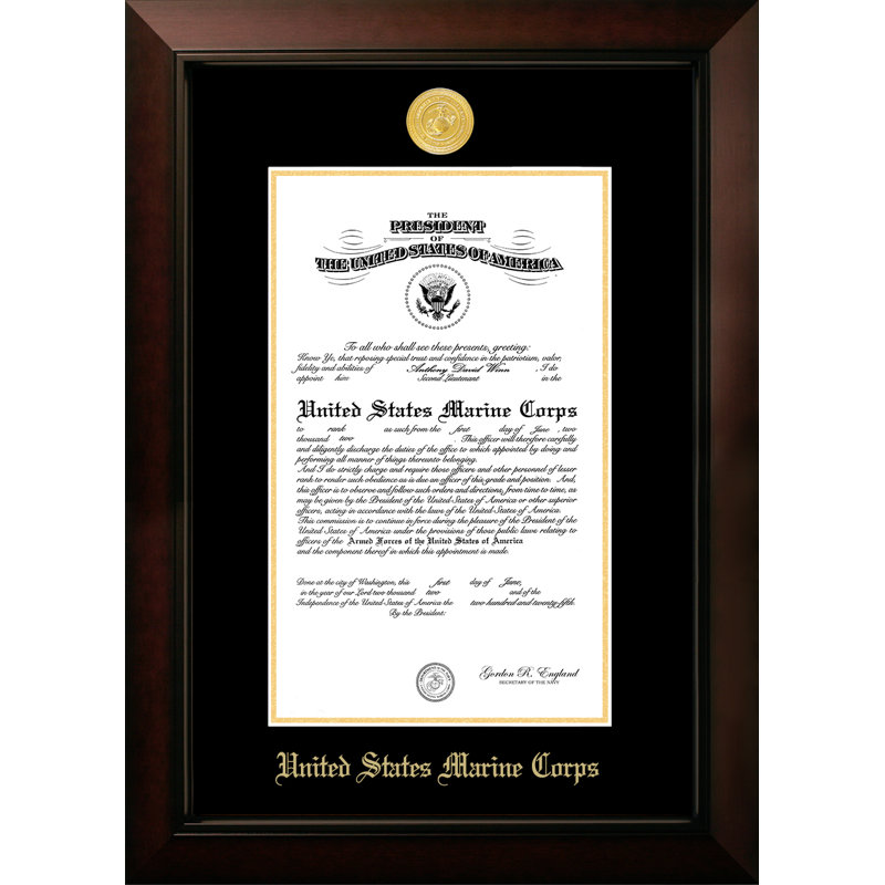 Cadre photo pour le certificat marine, 11 po x 14 po, Or