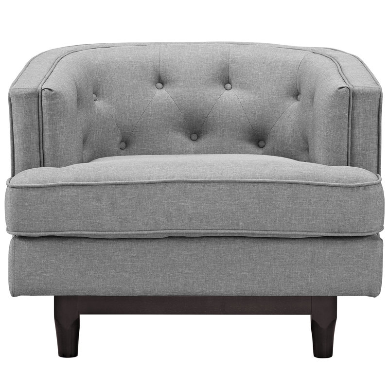 Fauteuil demi-tonneau 35,5 po, Polyester gris clair