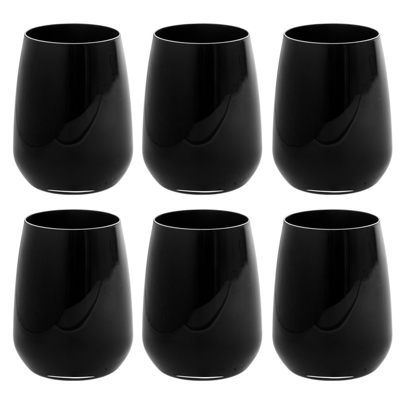 6 pièces 13 oz. Ensemble de verres à whisky, Noir