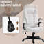 Fauteuil de bureau vibrant 6 points avec massage chauffant, dossier haut inclinable en lin, dossier inclinable, accoudoirs rembourrés et télécommande, blanc crème-1157562573-1157562575