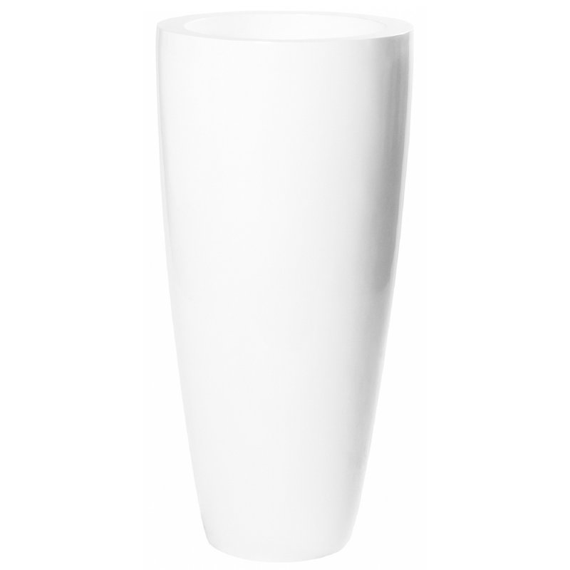 Pot à fleurs en pierre Ahslee, H 14,6 po x l 14,6 po x P 31,5 po, Blanc lustré