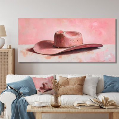 Minimalist Pink Cowgirl Hat - Cowgirls Wall Art Living Room