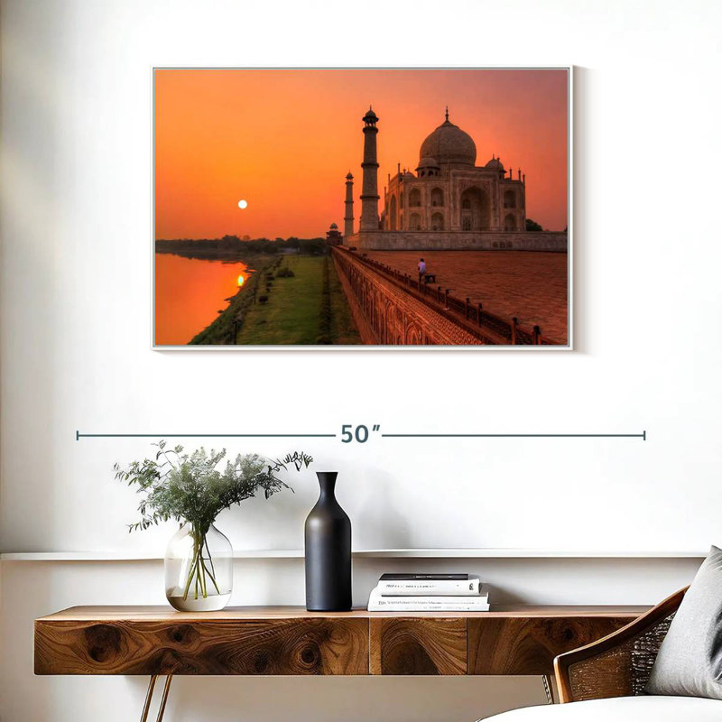 Taj Mahal Sunset Tour, Cadre flottant blanc, 31 po x 21 po