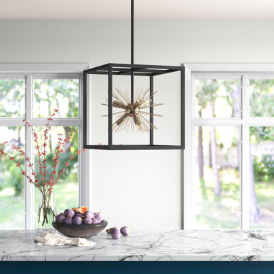 Luminaire suspendu carré 6 lumières