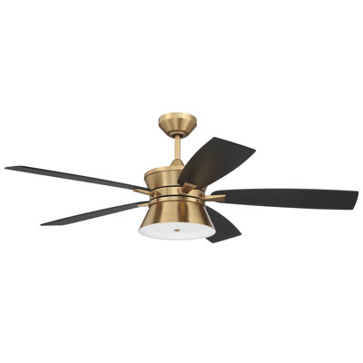  Ventilateur de plafond standard à DEL à 5 pales de 52 po avec télécommande et ensemble d'éclairage inclus