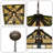 Stained Glass Pendant Light, Mission Style Geometric Pattern Ceiling Light