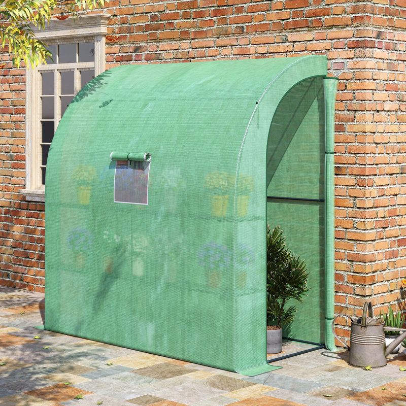 Outsunny Outdoor Lean To Greenhouse, 84.8" H x 78.8" W x 39.3" D, Green