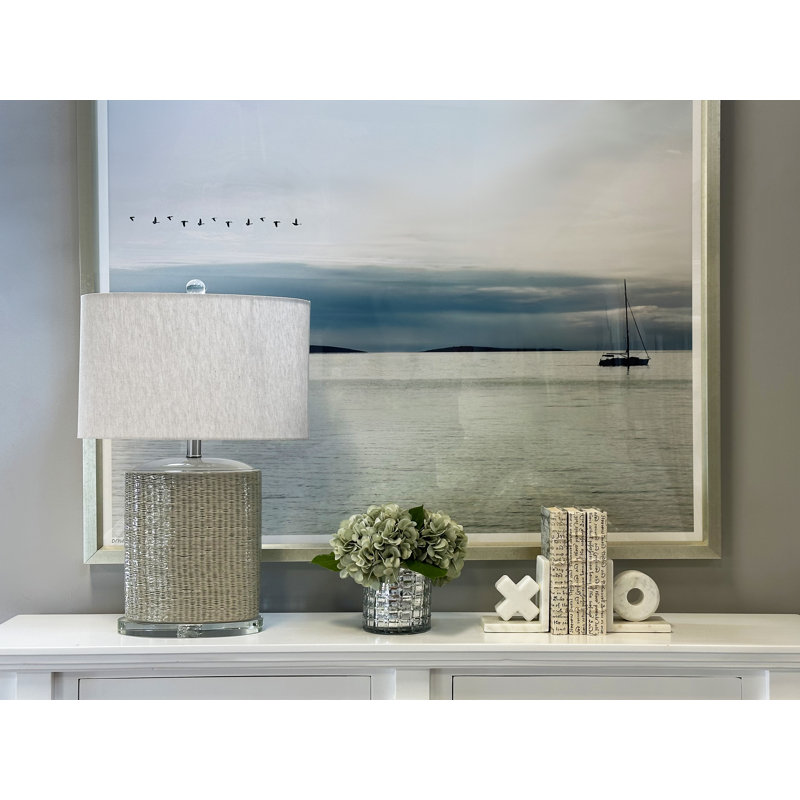 Hydrangea Floral Arrangement in Mercury Glass Vase, Seafoam Green
