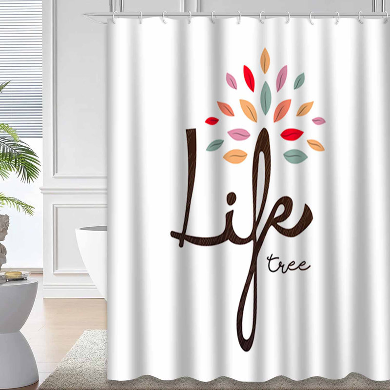 Rideau de douche avec 12 crochets Life Tree, L 72 po x l 84 po
