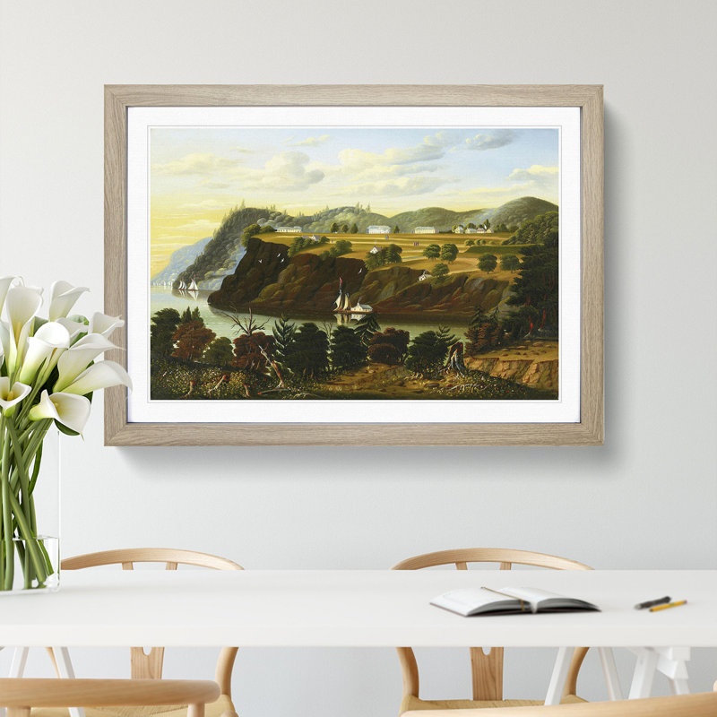 View of West Point by Thomas Chambers - Picture Frame Painting, 27cm H x 36cm W x 2cm D, Oak