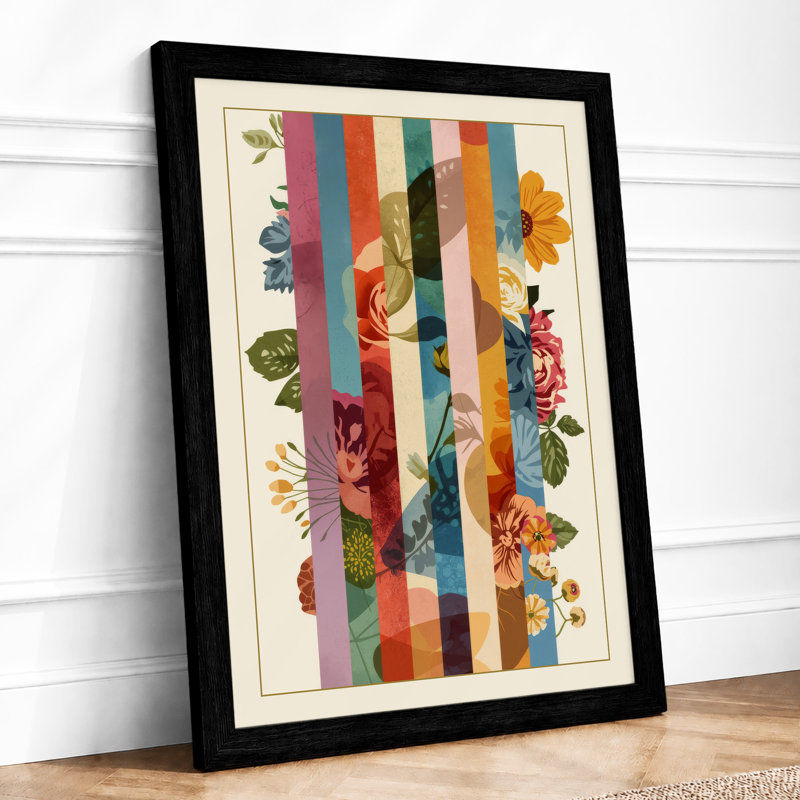 Striped Botanicals Botanical - Framed Print, A2 - 59.4 x 42.0 cm, Black
