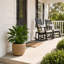 Pot à fleurs rond en polyrattan de 13 po avec cadre en acier SOLHome - panier décoratif d'extérieur avec insert noir