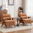 Mid Century Upholstered Arm Accent Chair with Solid Wood Legs-1884989260