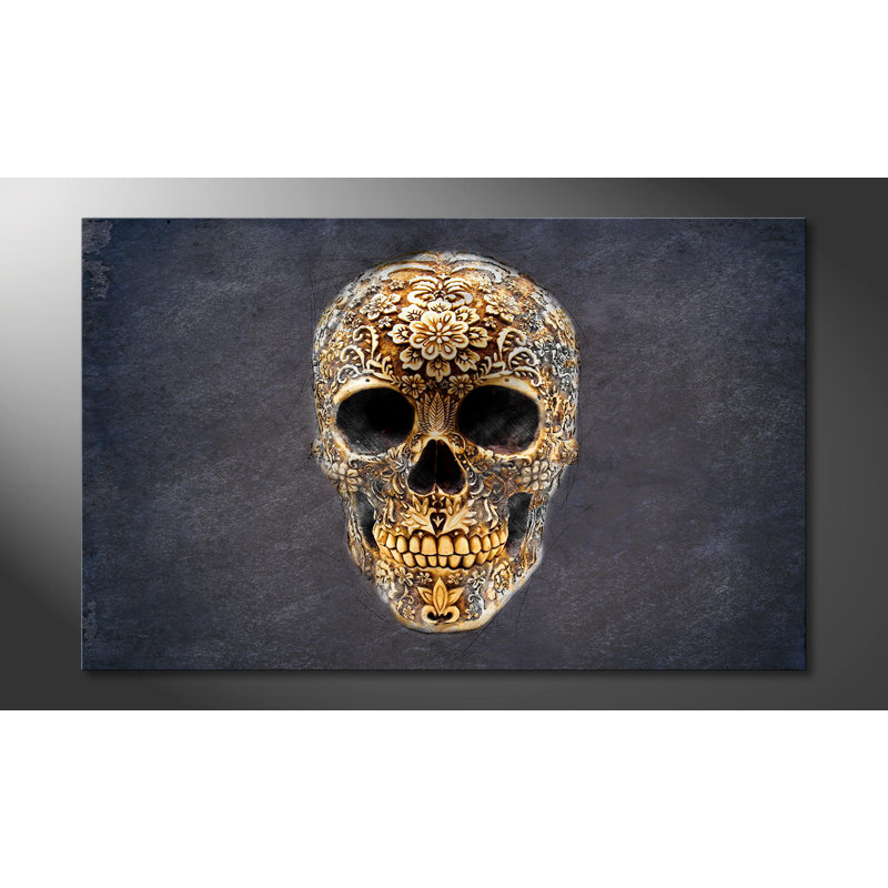 Happy Skull - Wrapped Canvas Print, 80cm H x 100cm W, 100% cotton canvas