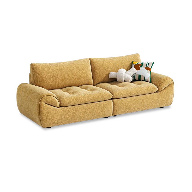 Canapé modulaire en chenille jaune, Jaune