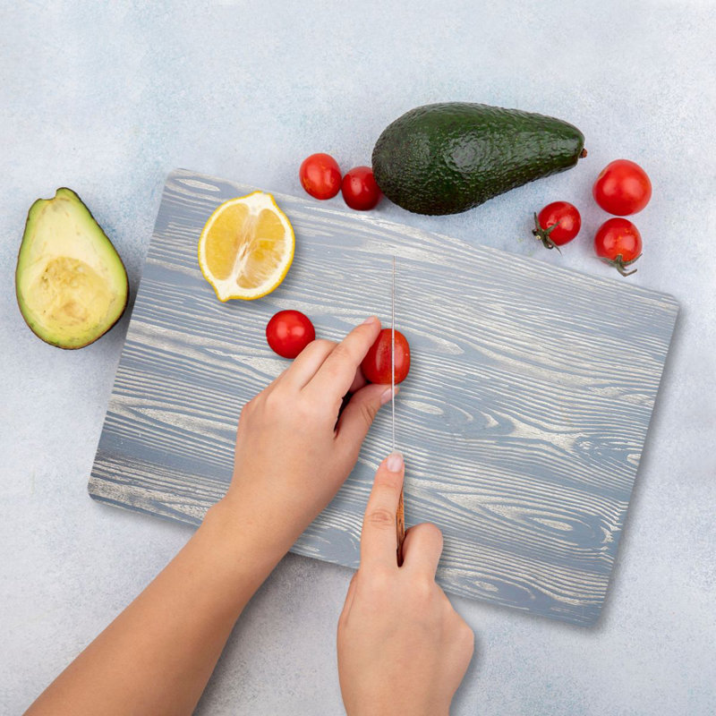 Flourish Tempered Glass Cutting Board, 7.9 x 11.8 inches | 100% Antibacterial, Easy-Clean Surface, Non-Slip Silicone Feet | Perfect for Food Prep & Serving, Durable & Stylish Kitchen Essential, Not Dishwasher Safe