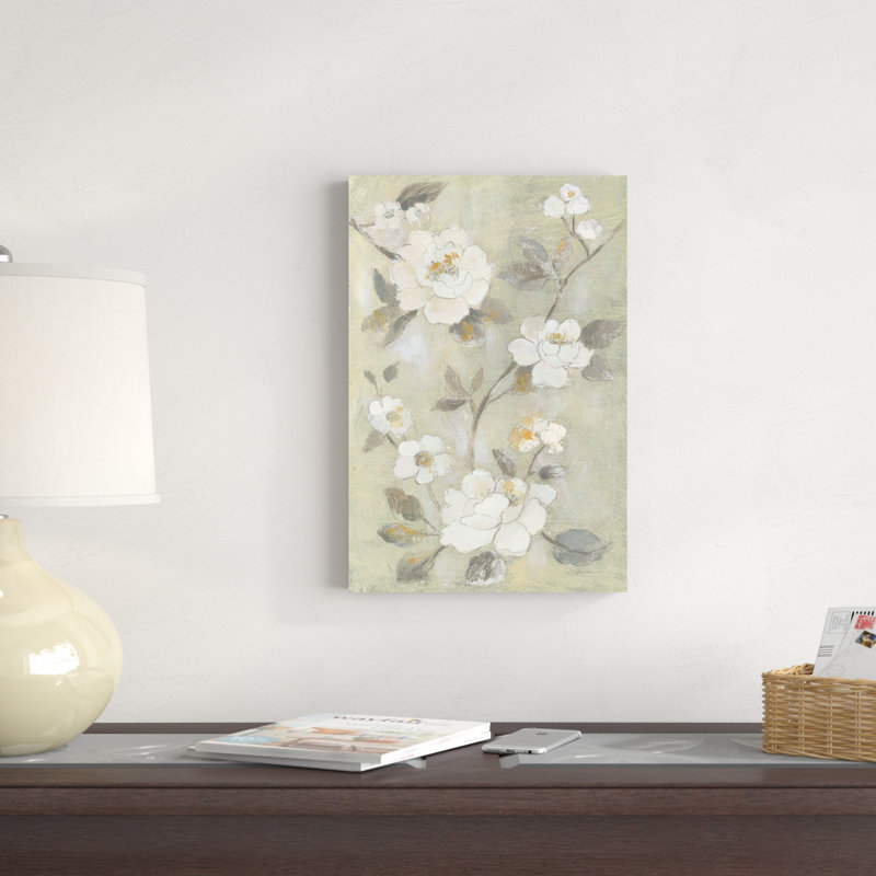 Fleurs de printemps romantiques I - blanc, H 12 po x l 18 po x P 1,25 po