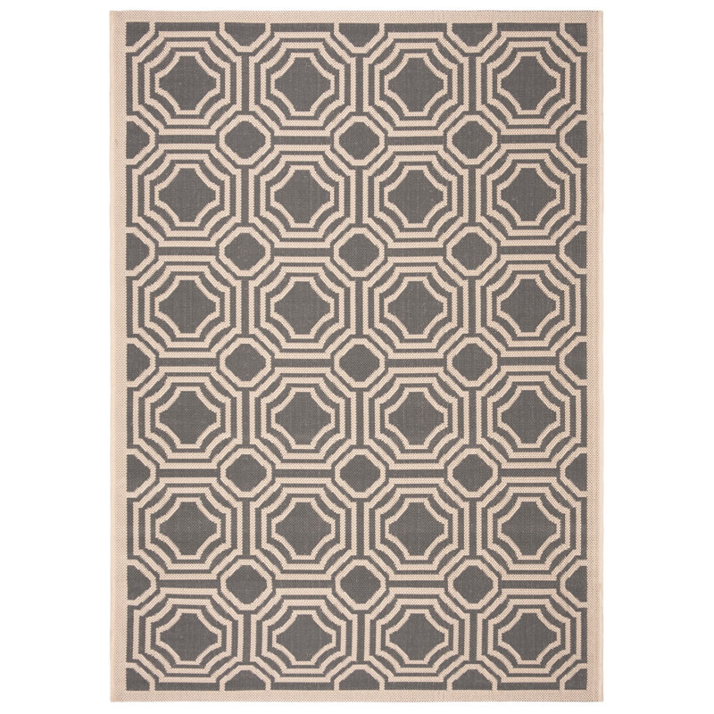Tapis intérieur / extérieur gris foncé / beige Arneshia, Rectangle 9 pi x 12 pi