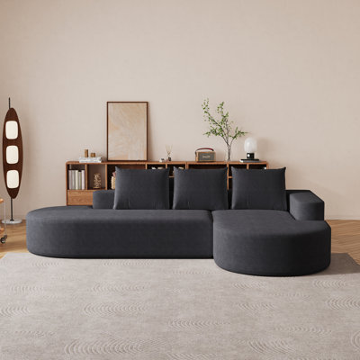 Canapé incurvé moderne, ensemble de canapé modulaire rembourré en chenille, ensemble de canapé modulaire en L 108,5 po avec 3 coussins, canapé-lit combiné gratuit pour le salon, la chambre à coucher