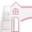 Lit mezzanine en bois pour enfants avec escalier de rangement, bureau, fenêtres, tablettes et lumières DEL pour enfants-128625784