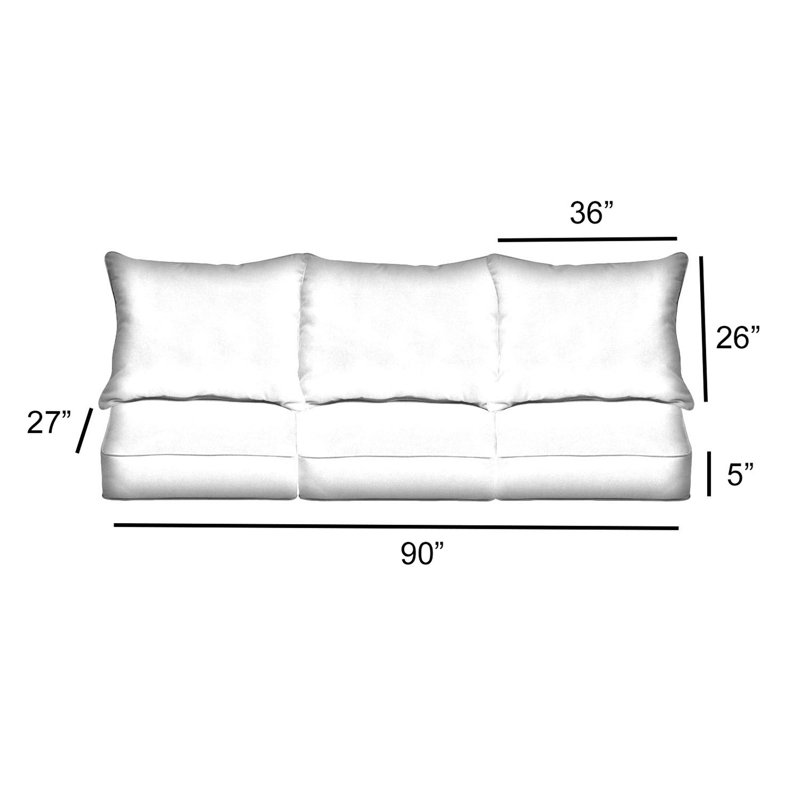 Sunbrella Outdoor Solid Deep Seating Sofa Pillow and Cushion Set, 30 in W x 27 in D x 5 in H, Sunbrella - Spectrum Sand