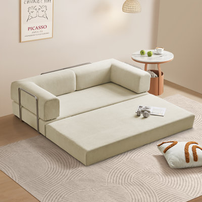 Boneless Versatile Tri-Fold Corduroy Sofa Bed with Quick Transformation, Comfortable and Space-Saving Design
