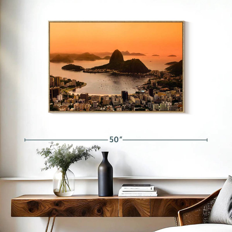 Rio de Janeiro, Cadre flottant en bois naturel, 37 po x 25 po
