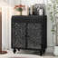 Armoire décorative Art avec 2 portes, armoire buffet avec rangement, armoire de rangement décorative patinée avec motif en relief pour le salon de la salle à manger