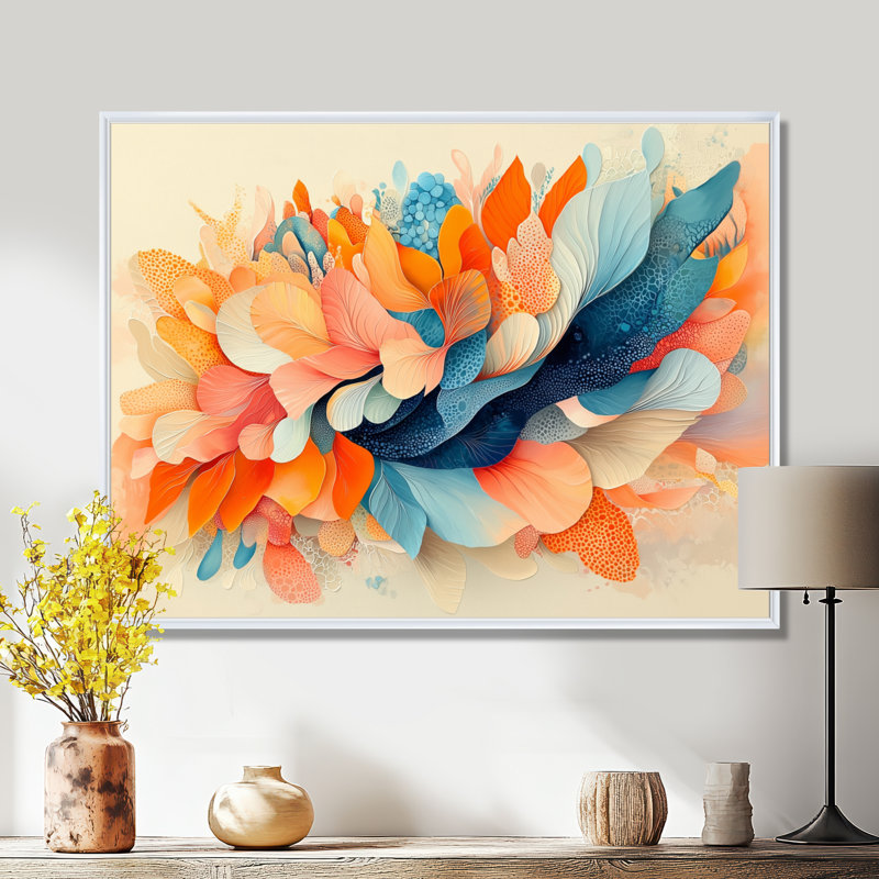 «Witten Ferms Dream Botanicals Pastel Fragments I», art mural botanique abstrait, H 12 po x l 20 po, Floater Framed, Blanc