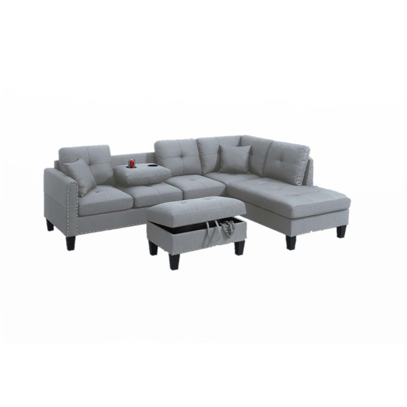 Canapé modulaire 3 pièces Living Room Furniture, Tissu gris