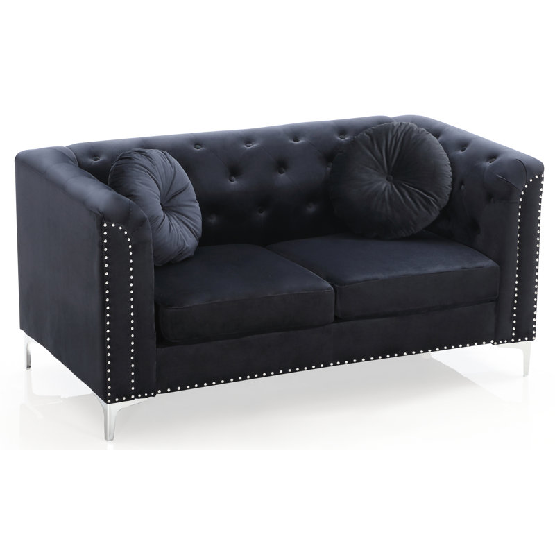 Emmerich 62'' Velvet Loveseat, Black